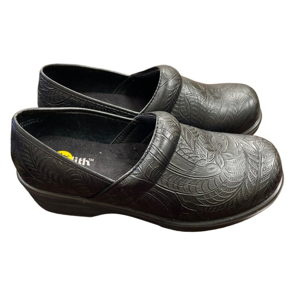 Judith Women's Tooled Black Work Clogs Size 7.5 Slip Resistant SKU 1318